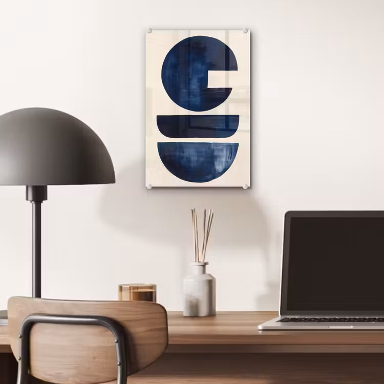 Glas schilderij - Vormen - Blauw - Abstract — 7