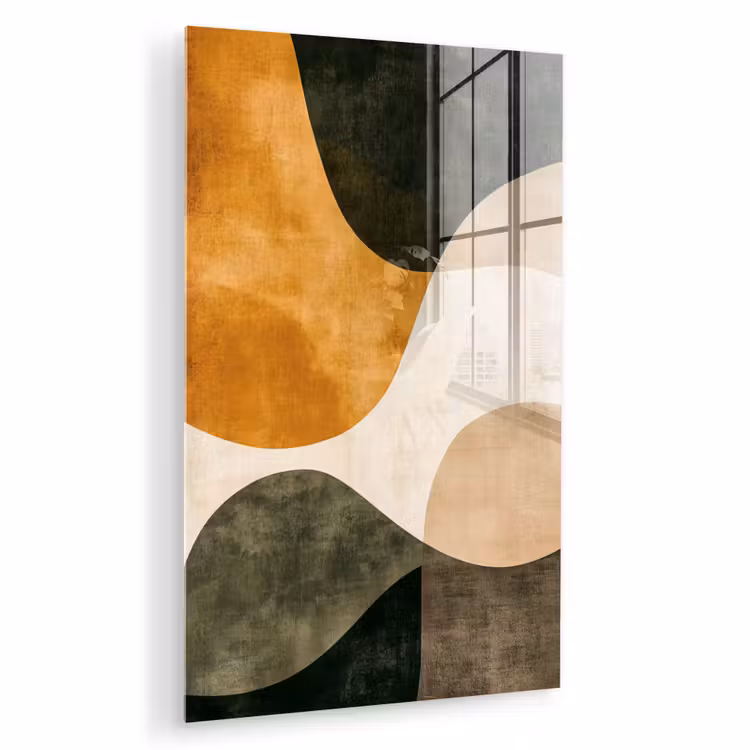 Glas schilderij - Vormen - Okergeel - Abstract — 1