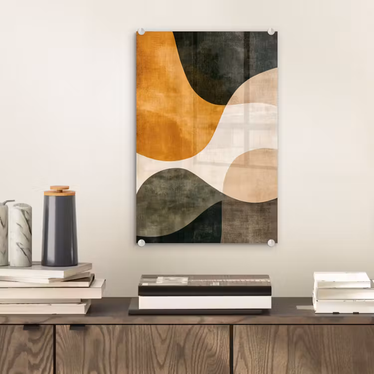 Glas schilderij - Vormen - Okergeel - Abstract — 2