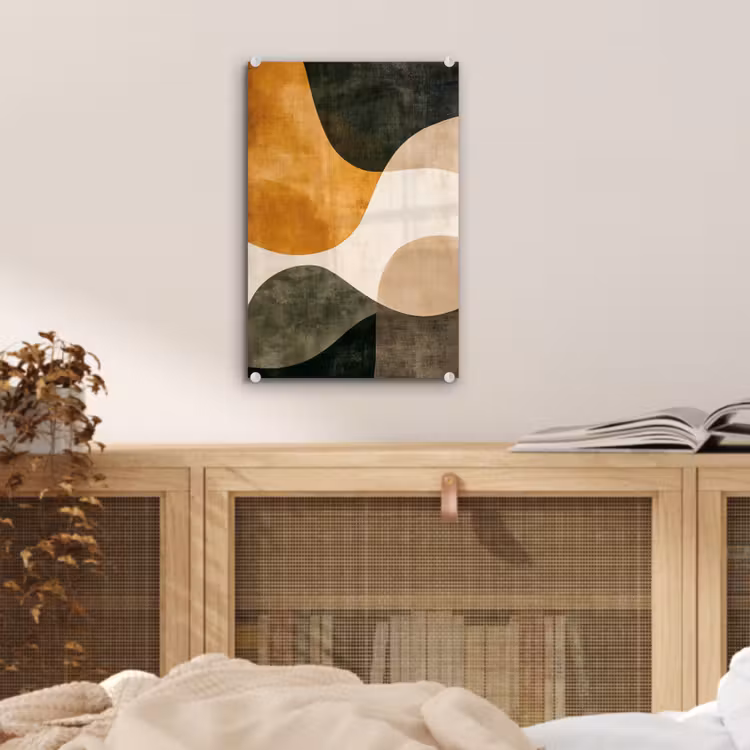 Glas schilderij - Vormen - Okergeel - Abstract — 5