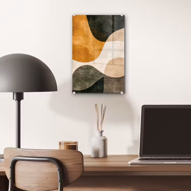 Glas schilderij - Vormen - Okergeel - Abstract — 7