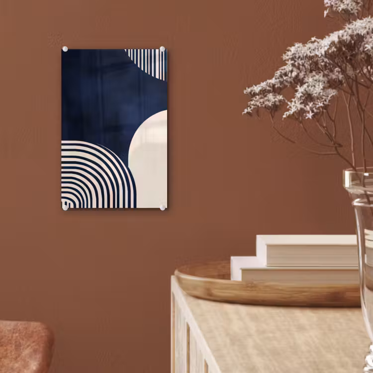 Glas schilderij - Donkerblauw - Abstract - Lijnen — 6