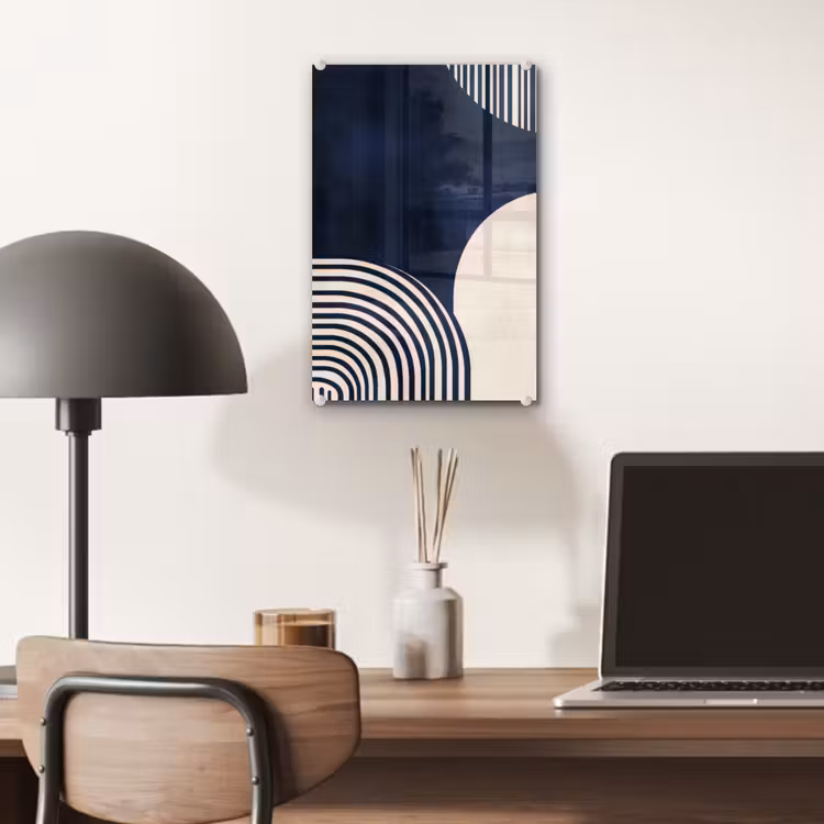 Glas schilderij - Donkerblauw - Abstract - Lijnen — 7