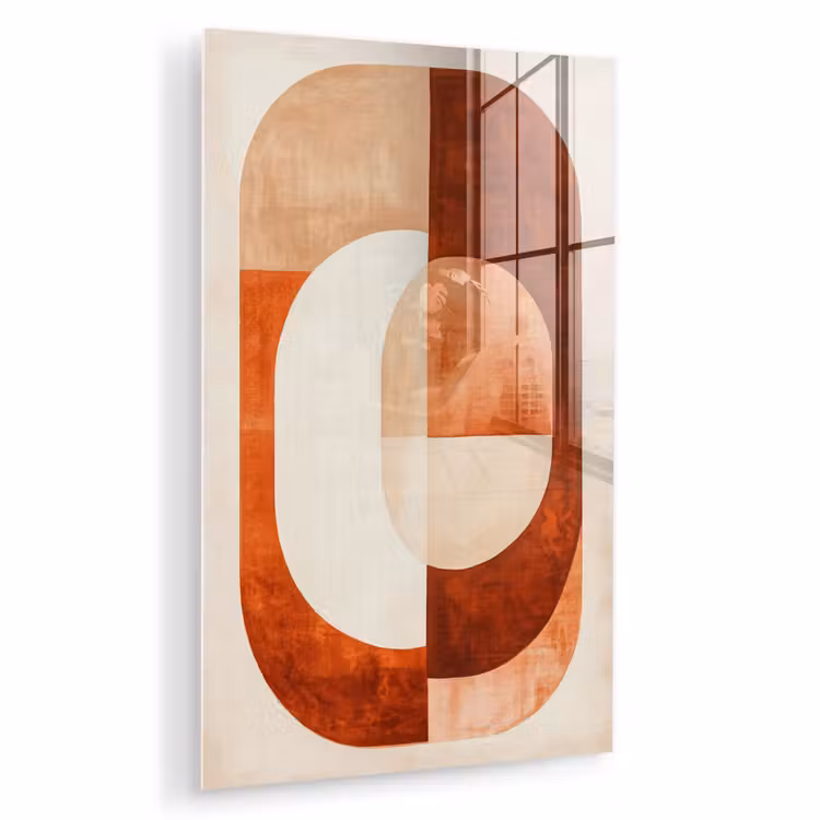 Glas schilderij - Illustratie - Abstract - Vormen - Rood — 1