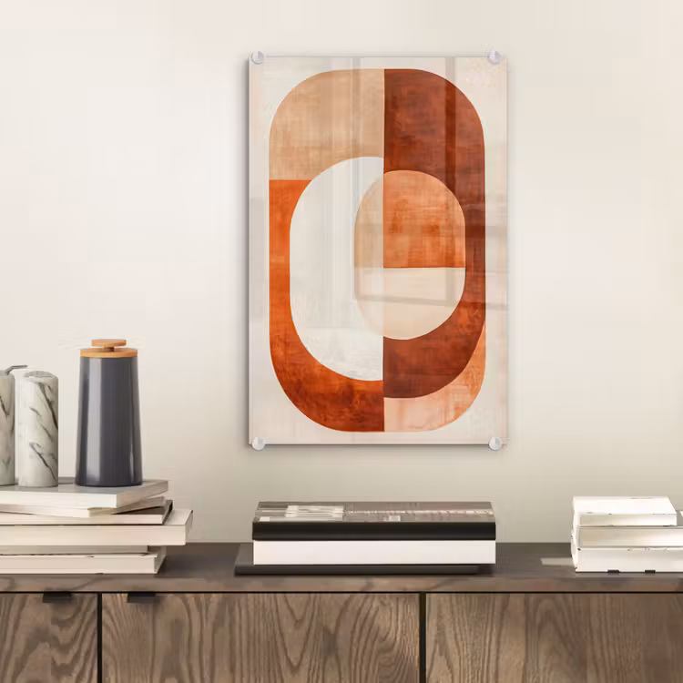 Glas schilderij - Illustratie - Abstract - Vormen - Rood — 2