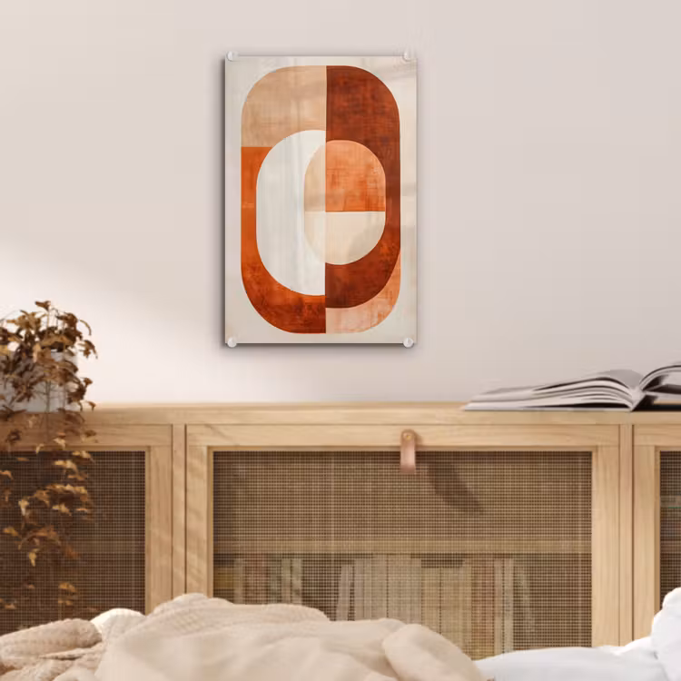 Glas schilderij - Illustratie - Abstract - Vormen - Rood — 5