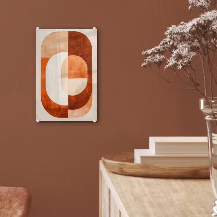 Glas schilderij - Illustratie - Abstract - Vormen - Rood — 6