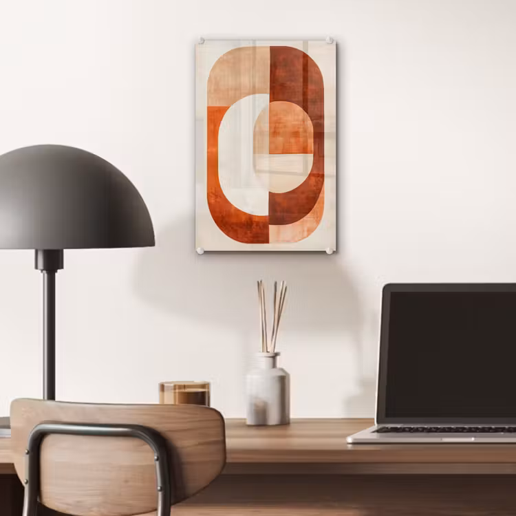 Glas schilderij - Illustratie - Abstract - Vormen - Rood — 7
