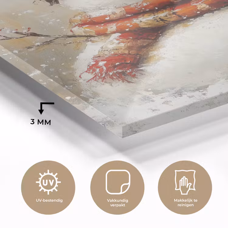 Glas schilderij - Sneeuwpop - Winter - Sneeuw - Beige — 3