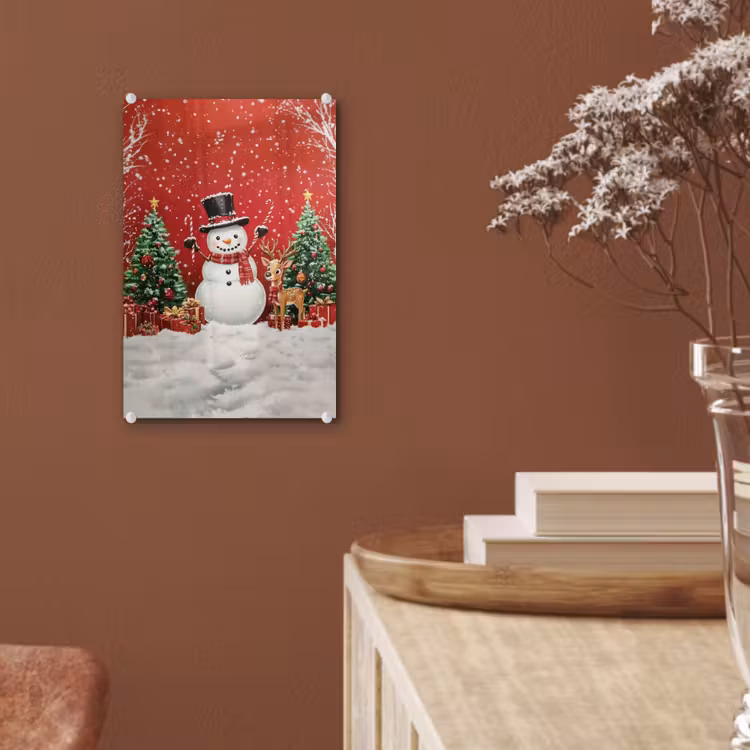 Glas schilderij - Feestvreugde - Winterbos - Kleurrijk — 6