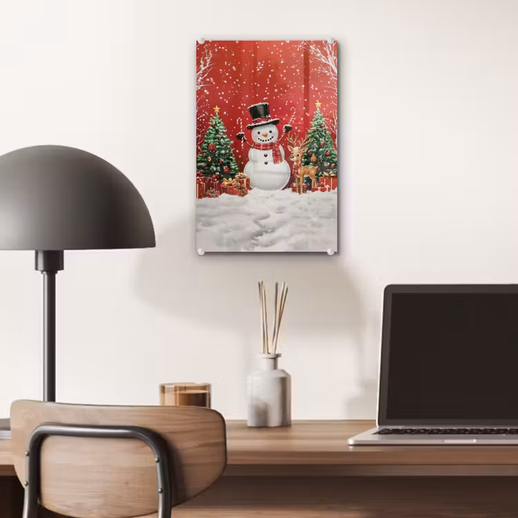Glas schilderij - Feestvreugde - Winterbos - Kleurrijk — 7