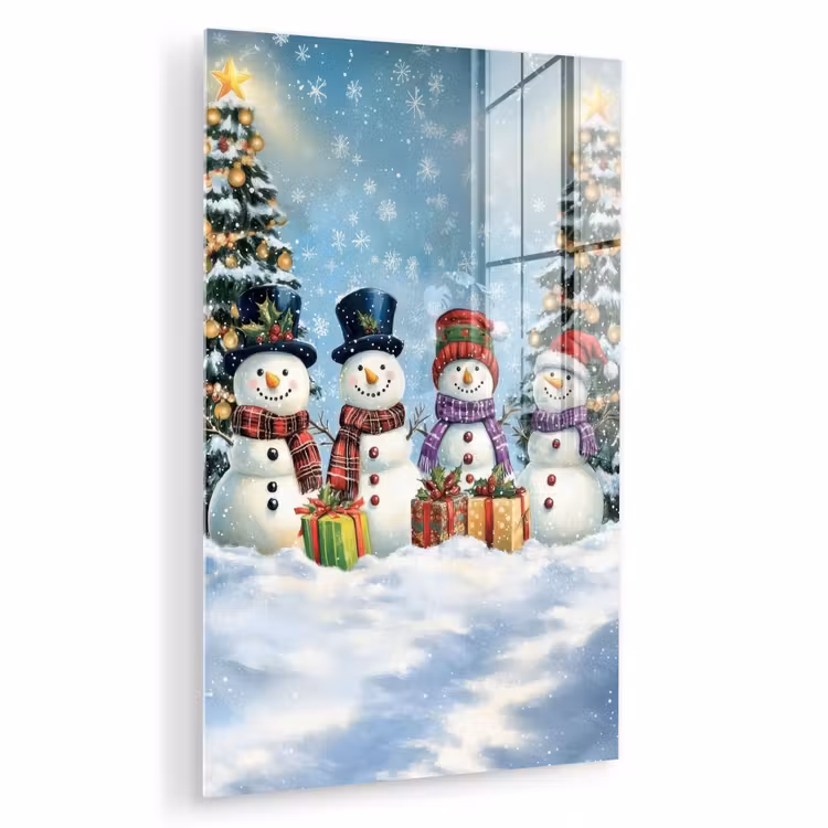 Glas schilderij - Vrolijk - Sneeuw - Kleurrijk — 1