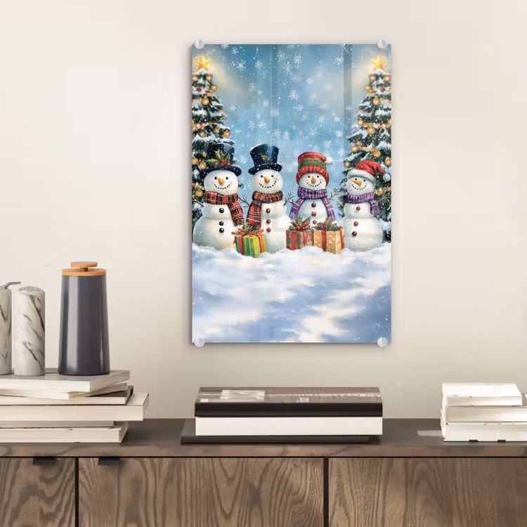 Glas schilderij - Vrolijk - Sneeuw - Kleurrijk — 2