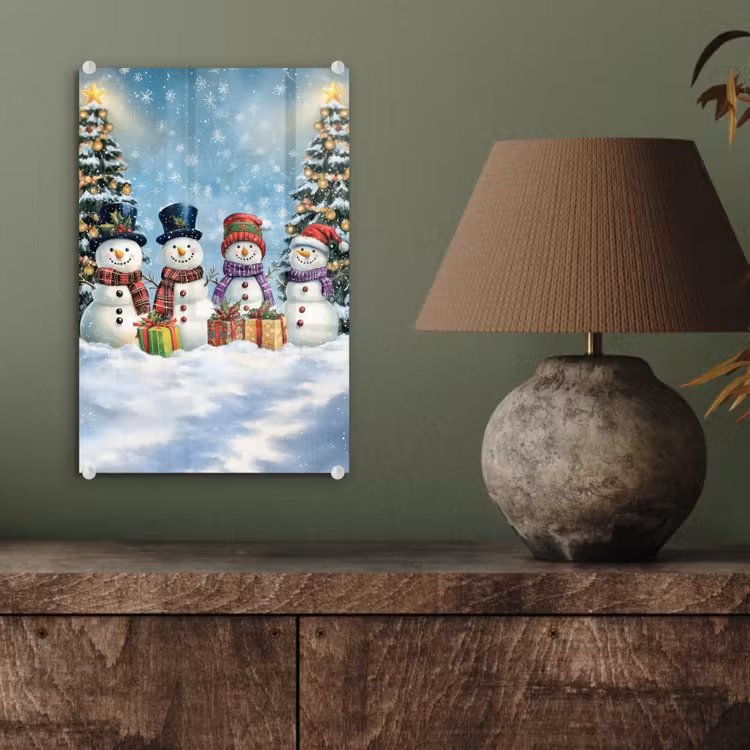 Glas schilderij - Vrolijk - Sneeuw - Kleurrijk — 4