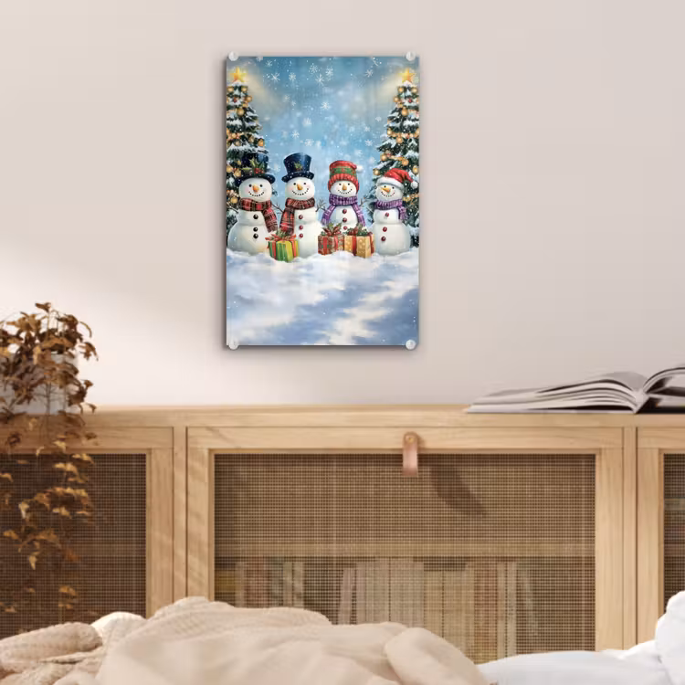 Glas schilderij - Vrolijk - Sneeuw - Kleurrijk — 5