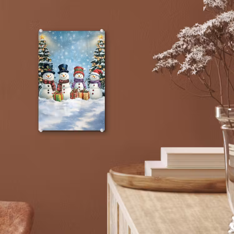 Glas schilderij - Vrolijk - Sneeuw - Kleurrijk — 6