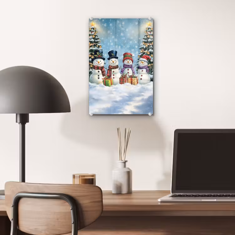 Glas schilderij - Vrolijk - Sneeuw - Kleurrijk — 7