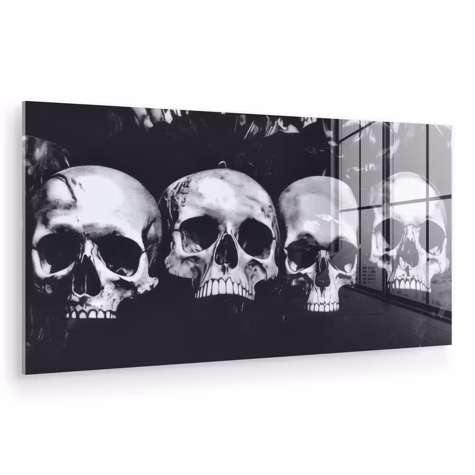 Glas schilderij - Schedels - Zwart - Contrast — 1
