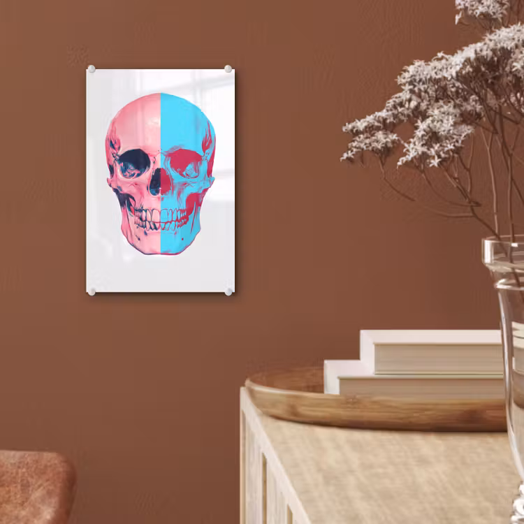 Glas schilderij - Schedel - Grafisch - Roze - Verdeeld — 6