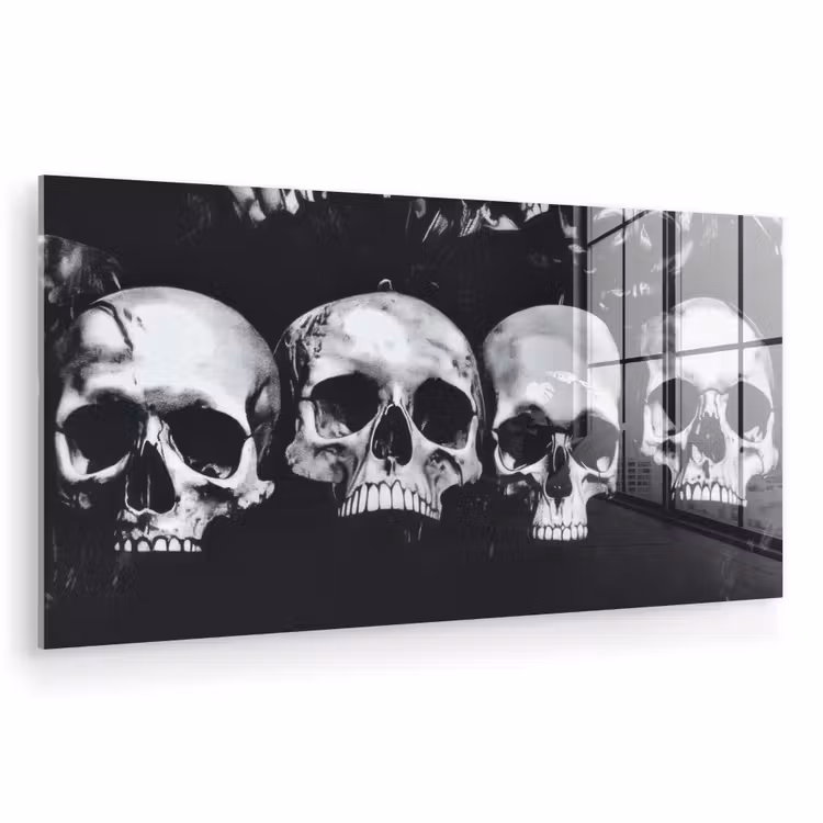 Glas schilderij - Schedels - Zwart - Contrast — 1