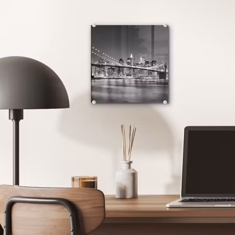 Glas schilderij - New York - Brug - Brooklyn - Zwart wit - Architectuur — 7