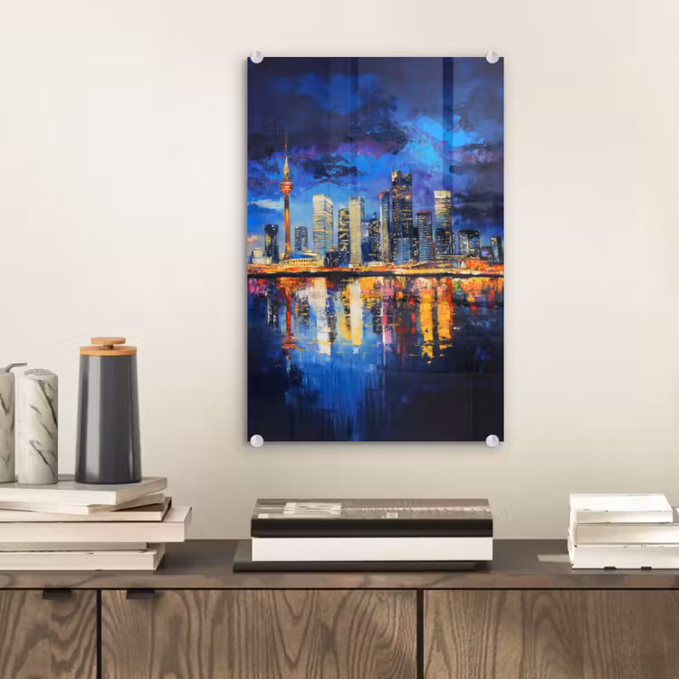 Glas schilderij - Skyline Toronto - Modern - Stadslicht - Blauw — 2
