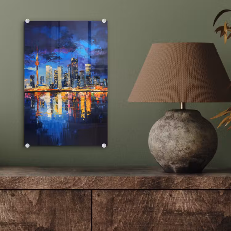 Glas schilderij - Skyline Toronto - Modern - Stadslicht - Blauw — 4