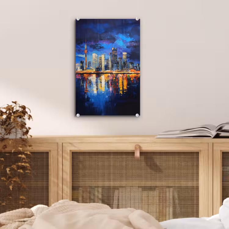 Glas schilderij - Skyline Toronto - Modern - Stadslicht - Blauw — 5