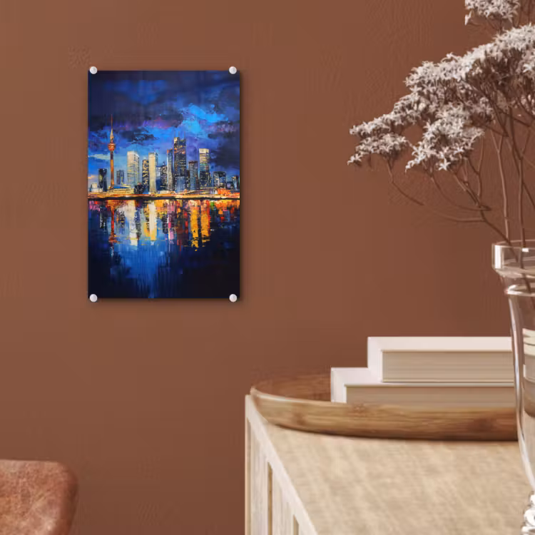 Glas schilderij - Skyline Toronto - Modern - Stadslicht - Blauw — 6