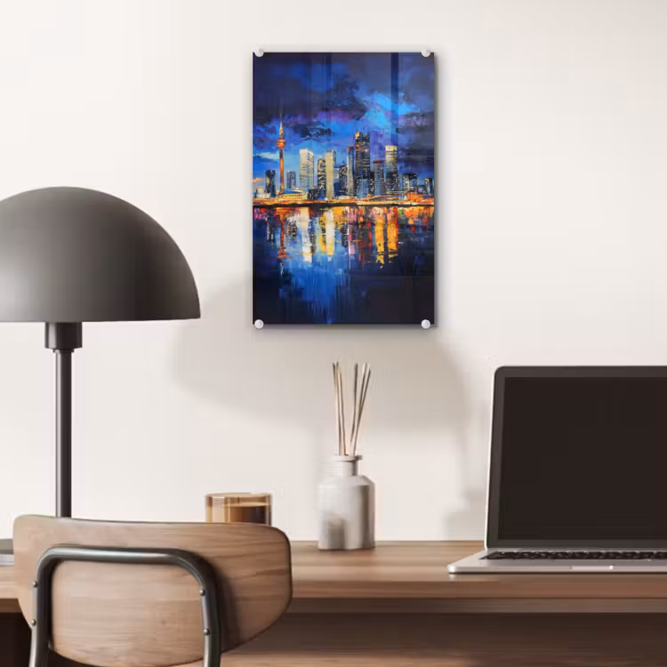 Glas schilderij - Skyline Toronto - Modern - Stadslicht - Blauw — 7