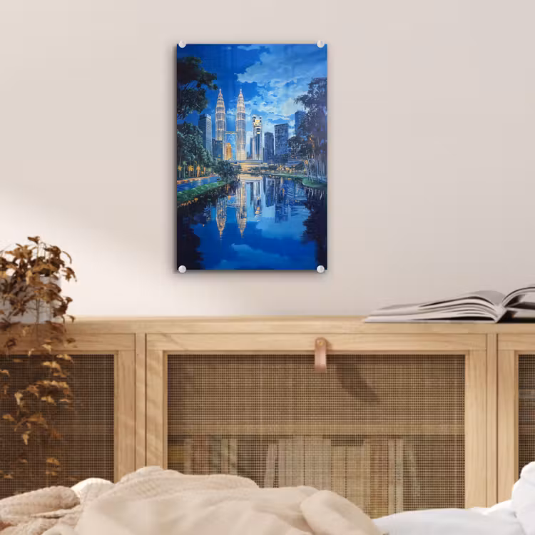 Glas schilderij - Stad Kuala Lumpur - Skyline - Wolkenkrabbers - Water — 5