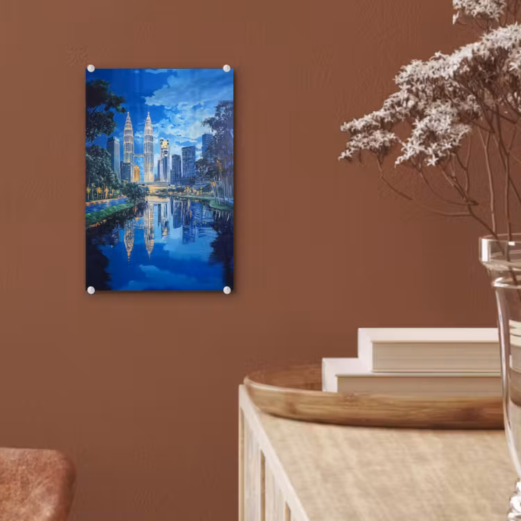 Glas schilderij - Stad Kuala Lumpur - Skyline - Wolkenkrabbers - Water — 6