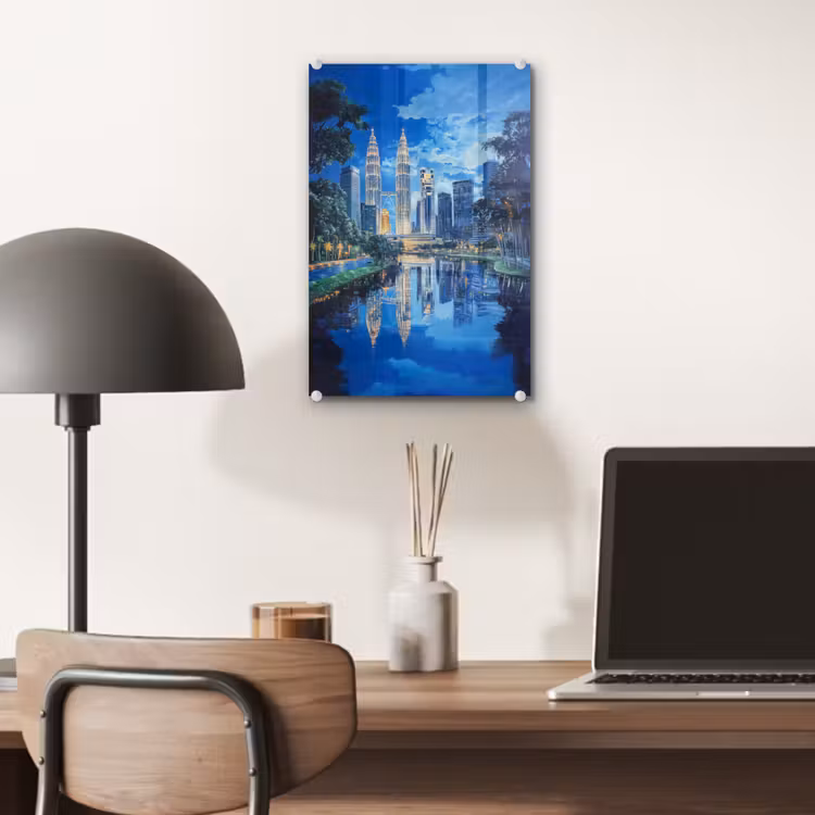 Glas schilderij - Stad Kuala Lumpur - Skyline - Wolkenkrabbers - Water — 7