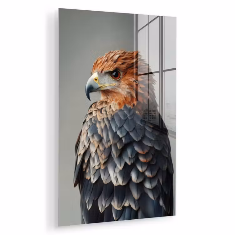 Glas schilderij - Vogel - Realistisch - Veren - Bruin — 1