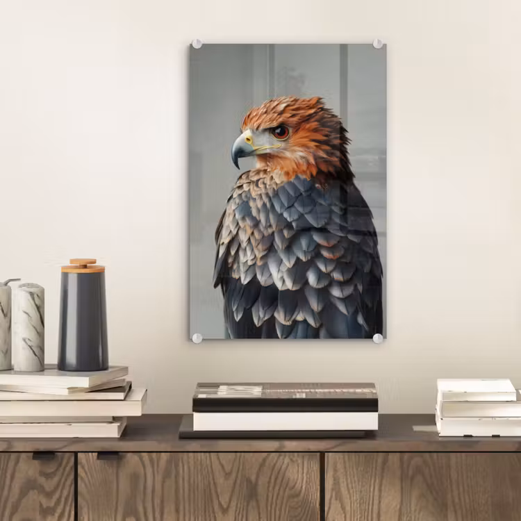 Glas schilderij - Vogel - Realistisch - Veren - Bruin — 2