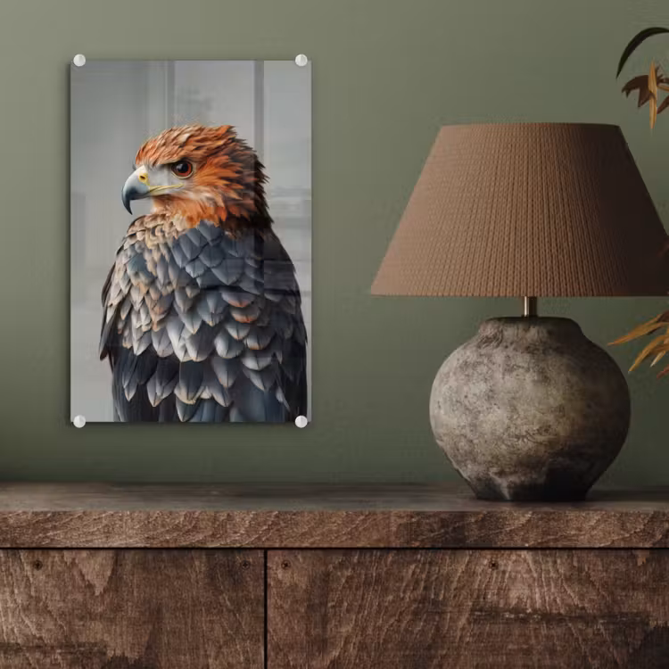 Glas schilderij - Vogel - Realistisch - Veren - Bruin — 4