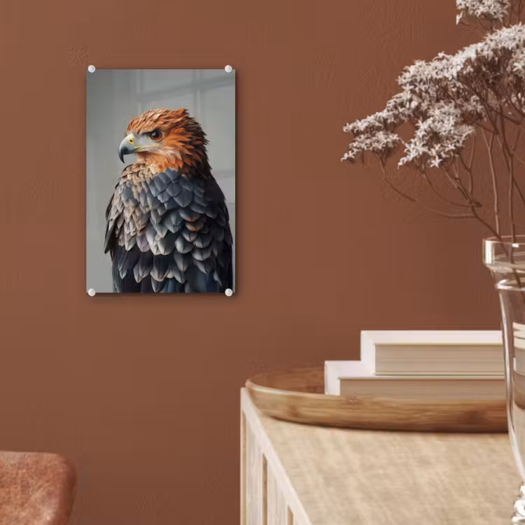 Glas schilderij - Vogel - Realistisch - Veren - Bruin — 6