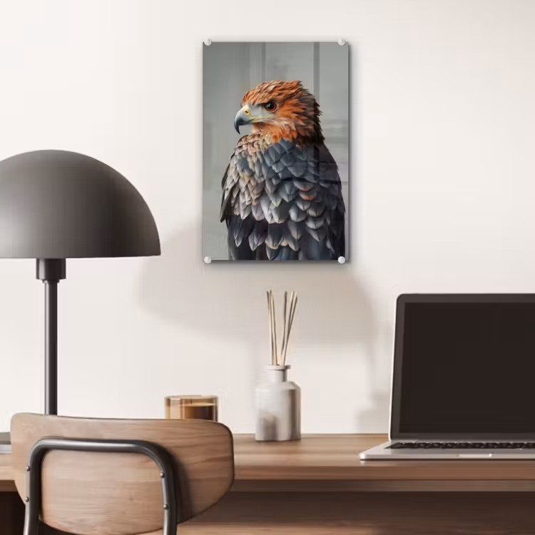 Glas schilderij - Vogel - Realistisch - Veren - Bruin — 7