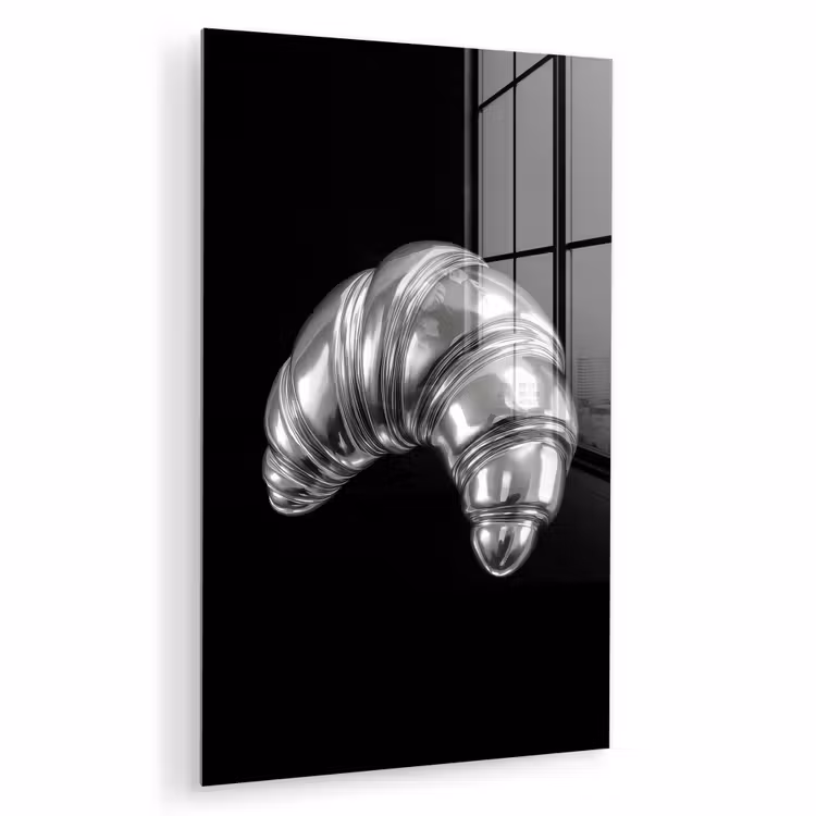 Glas schilderij - Croissant - Metaal - Zilver — 1