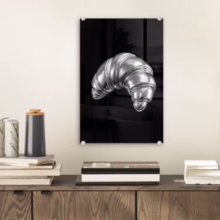 Glas schilderij - Croissant - Metaal - Zilver — 2