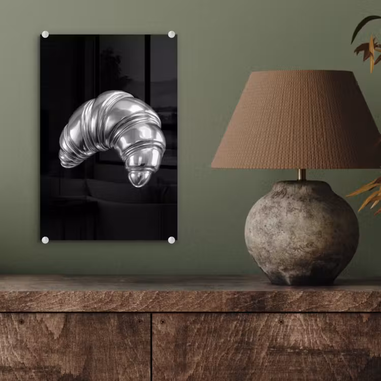 Glas schilderij - Croissant - Metaal - Zilver — 4
