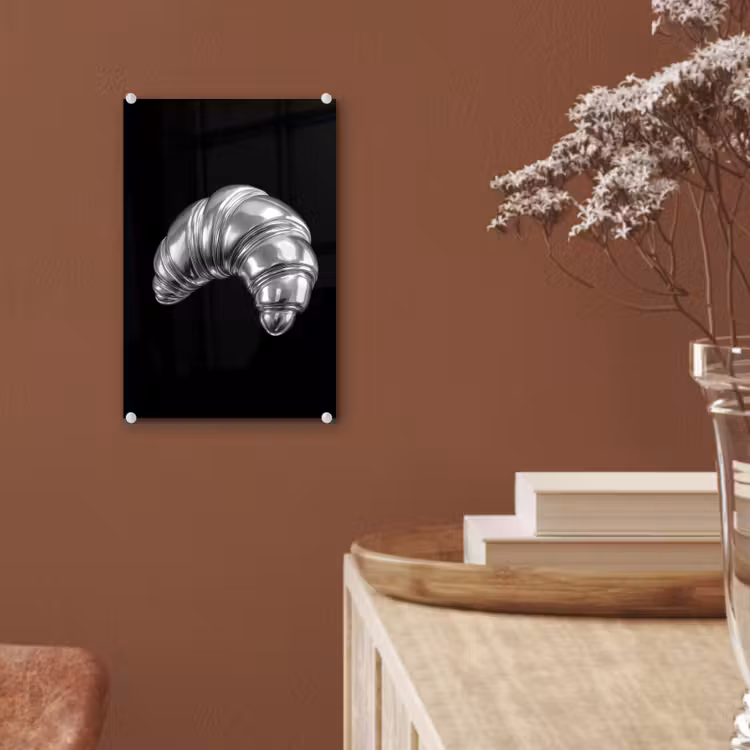 Glas schilderij - Croissant - Metaal - Zilver — 6