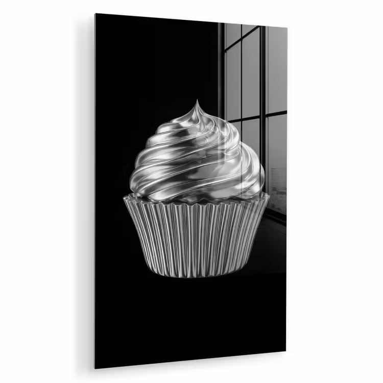 Glas schilderij - Cupcake - Luxueus - Zilver — 1