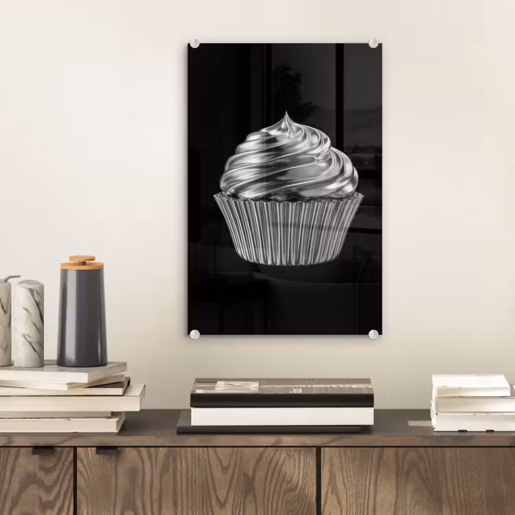 Glas schilderij - Cupcake - Luxueus - Zilver — 2