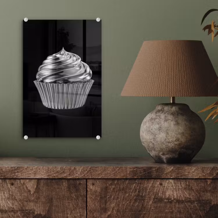 Glas schilderij - Cupcake - Luxueus - Zilver — 4
