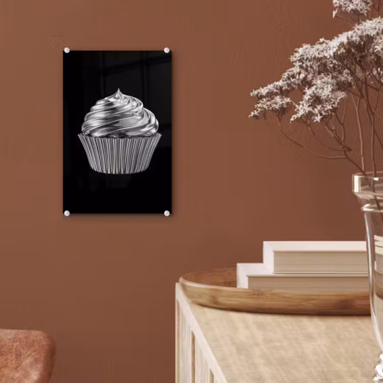Glas schilderij - Cupcake - Luxueus - Zilver — 6