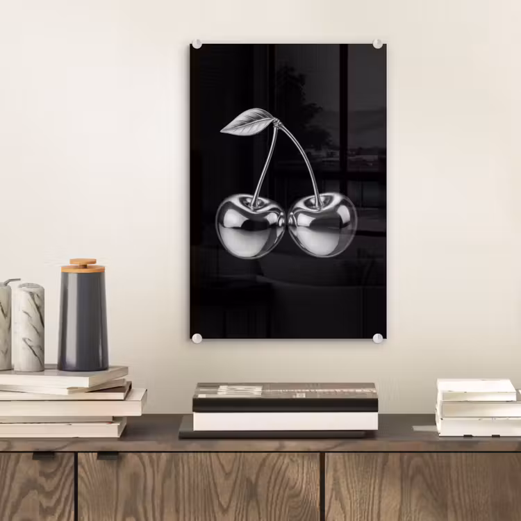 Glas schilderij - Kers - Luxueus - Metallic — 2