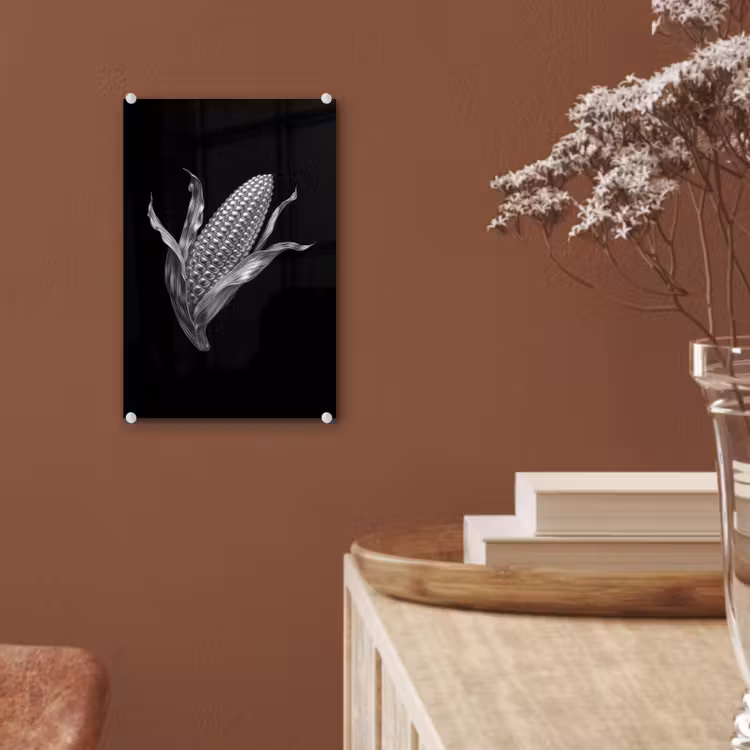 Glas schilderij - Maïskolf - Glanzend metaal - Elegant — 6