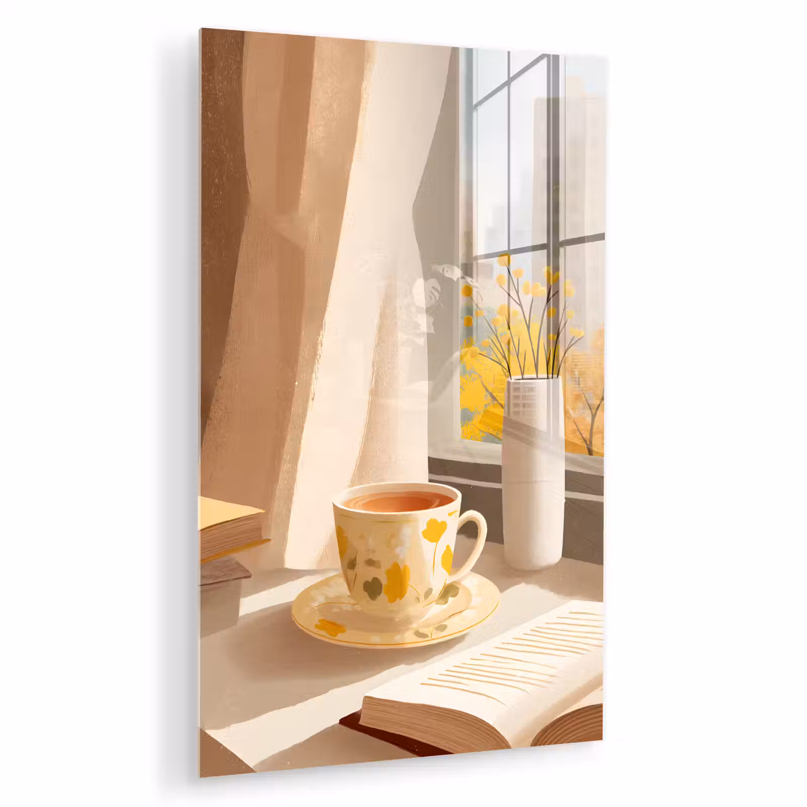 Glas schilderij - Thee - Boek - Thee - Herfst — 1