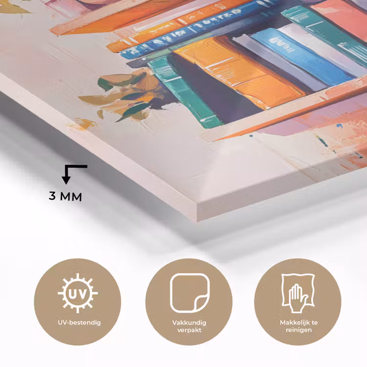 Glas schilderij - Planken - Boeken - Bladeren — 3